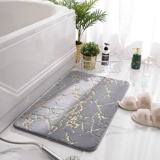 Bath Mat Black and White Classic Geometric Pattern Super Soft Absorbent Bathroom Door Mat Non-Slip Bath Rug Carpet